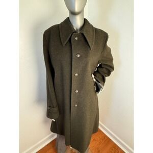 Vintage Austrian Linz Loden Wool Overcoat -‎ Olive Green Hunter Style